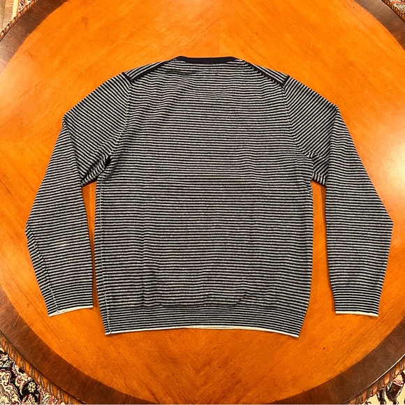SOLD Dartmoor Men’s 100% Cashmere Crewneck Pullover Sweater Navy Stripe - Picture 4 of 16